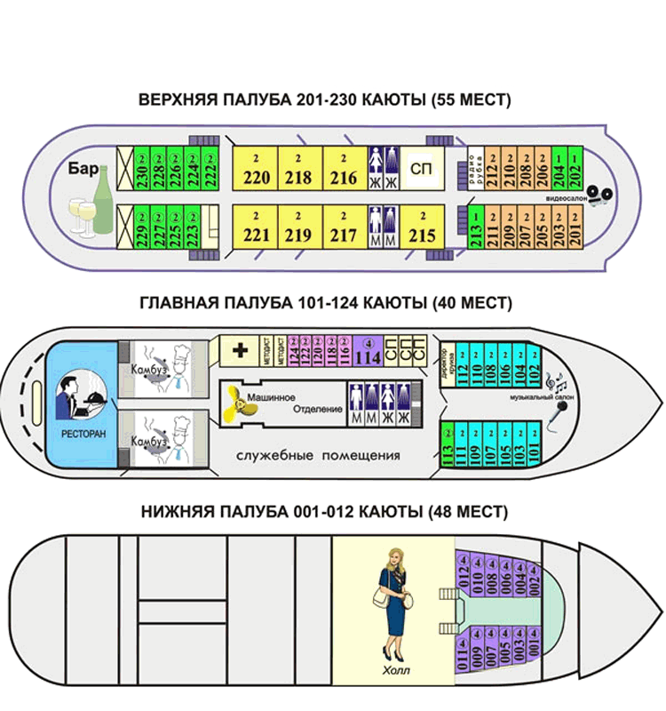 Теплоход михаил танич схема кают расположение